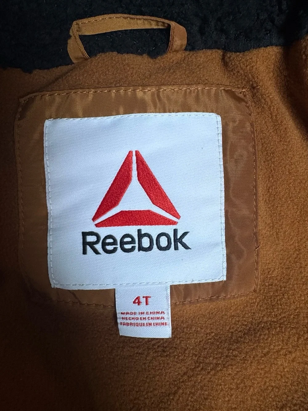 Kids Reebok Brown and Black Puffer Jacket NWT